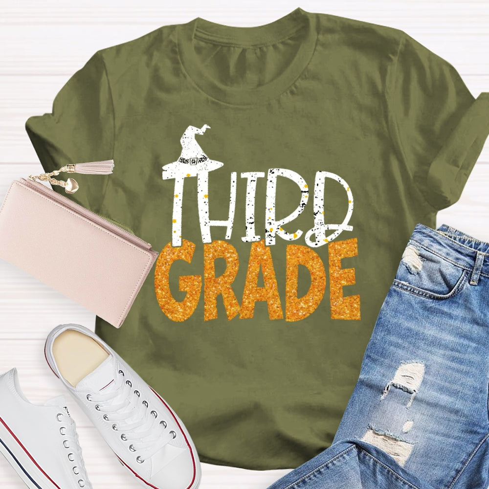 Personalized Grade 3rd Grade Witch Hat Halloween T-shirt