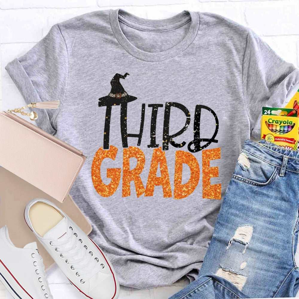Personalized Grade 3rd Grade Witch Hat Halloween T-shirt