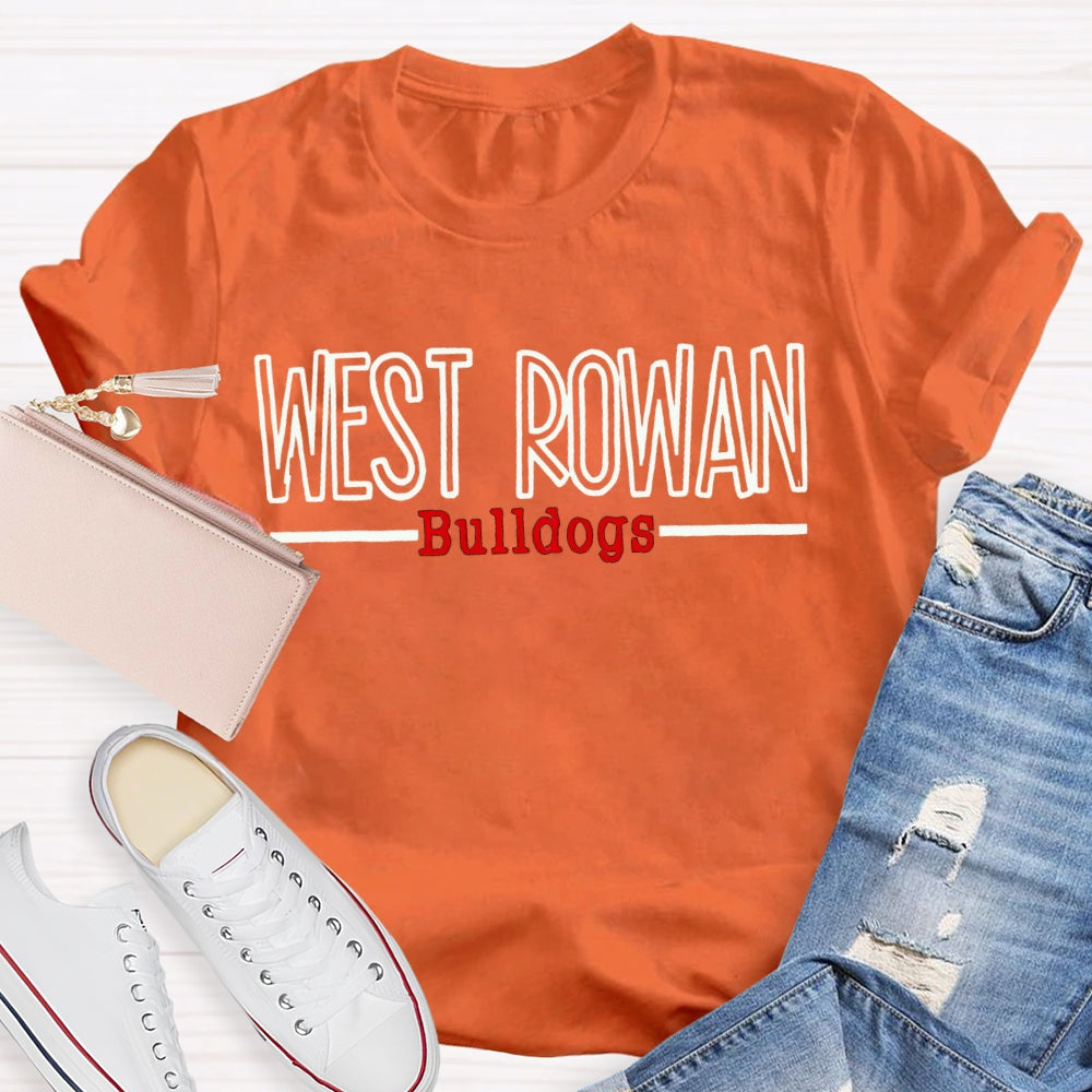 Personalized Mascot And School Name West Rowan Bulldogs White Red Font T-Shirt