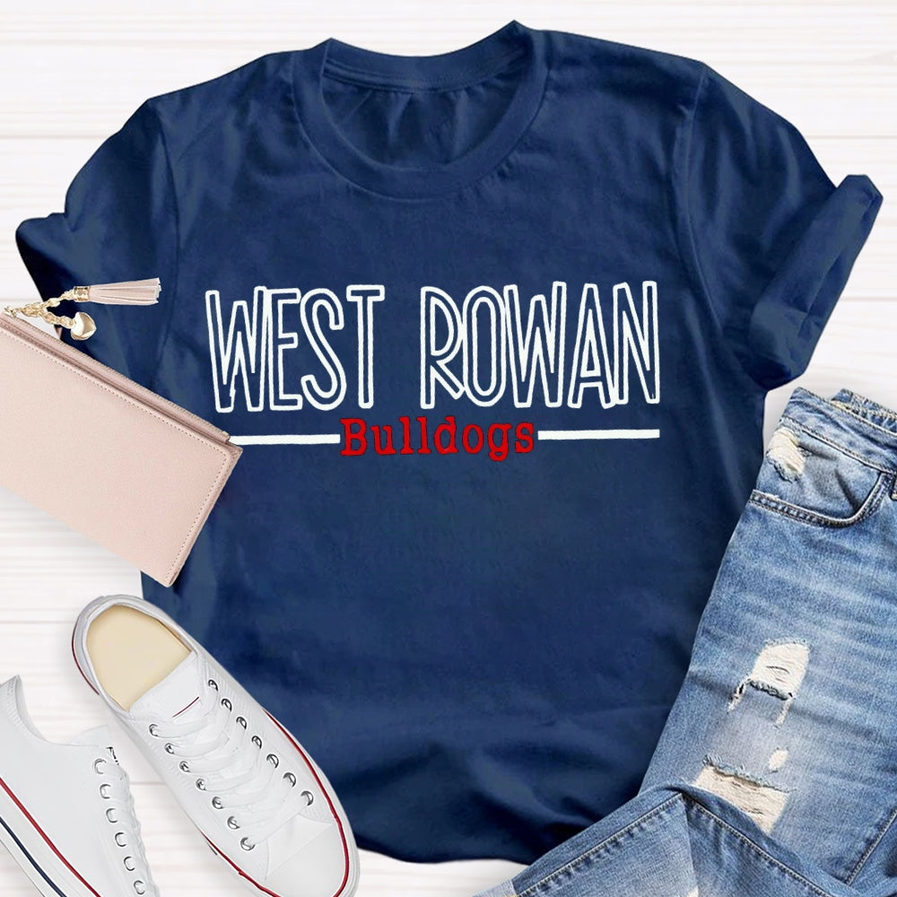 Personalized Mascot And School Name West Rowan Bulldogs White Red Font T-Shirt