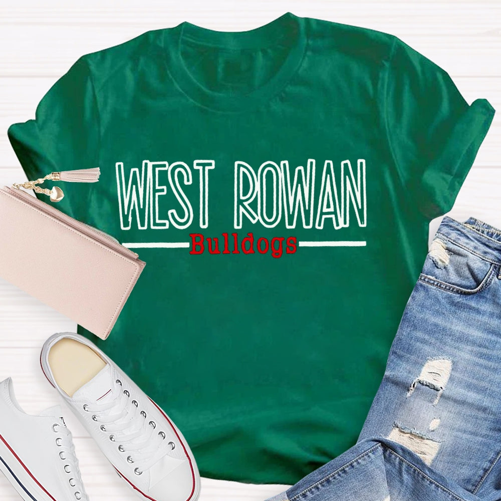 Personalized Mascot And School Name West Rowan Bulldogs White Red Font T-Shirt