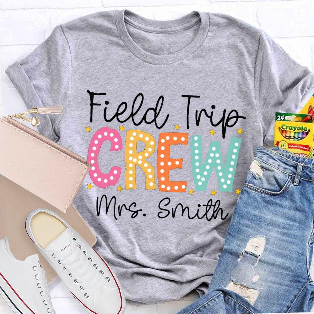 Personalized Name Field Trip Crew Colorful Polka Dot Font T-shirt