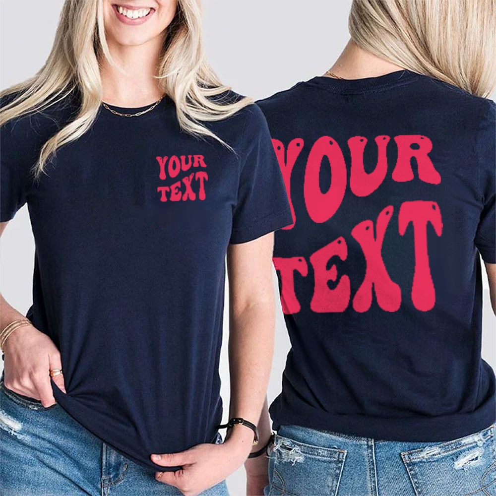 Personalized Your Text Funny Double Printed T-shirt