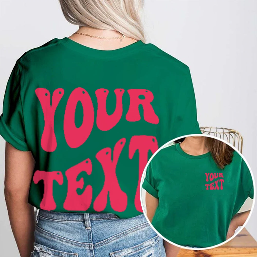 Personalized Your Text Funny Double Printed T-shirt