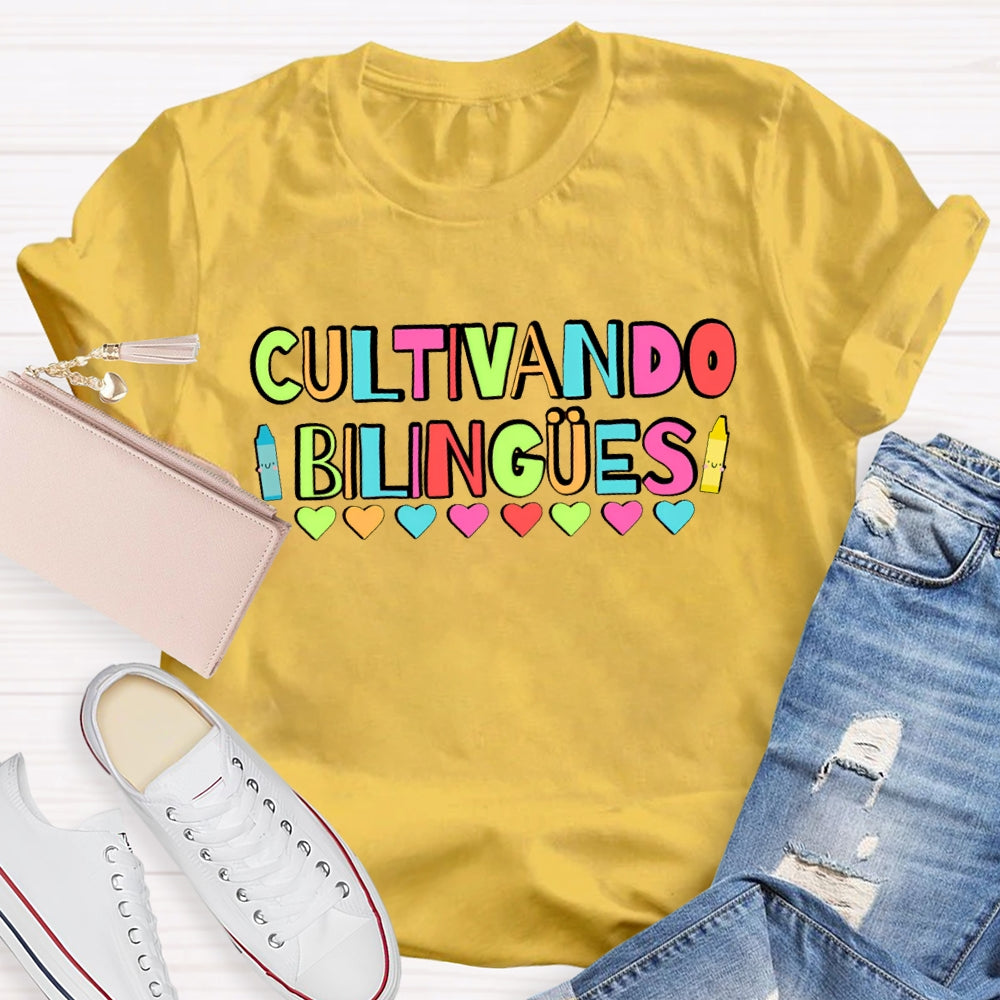 Cultivando Bilingues Dual Language Funny T-shirt