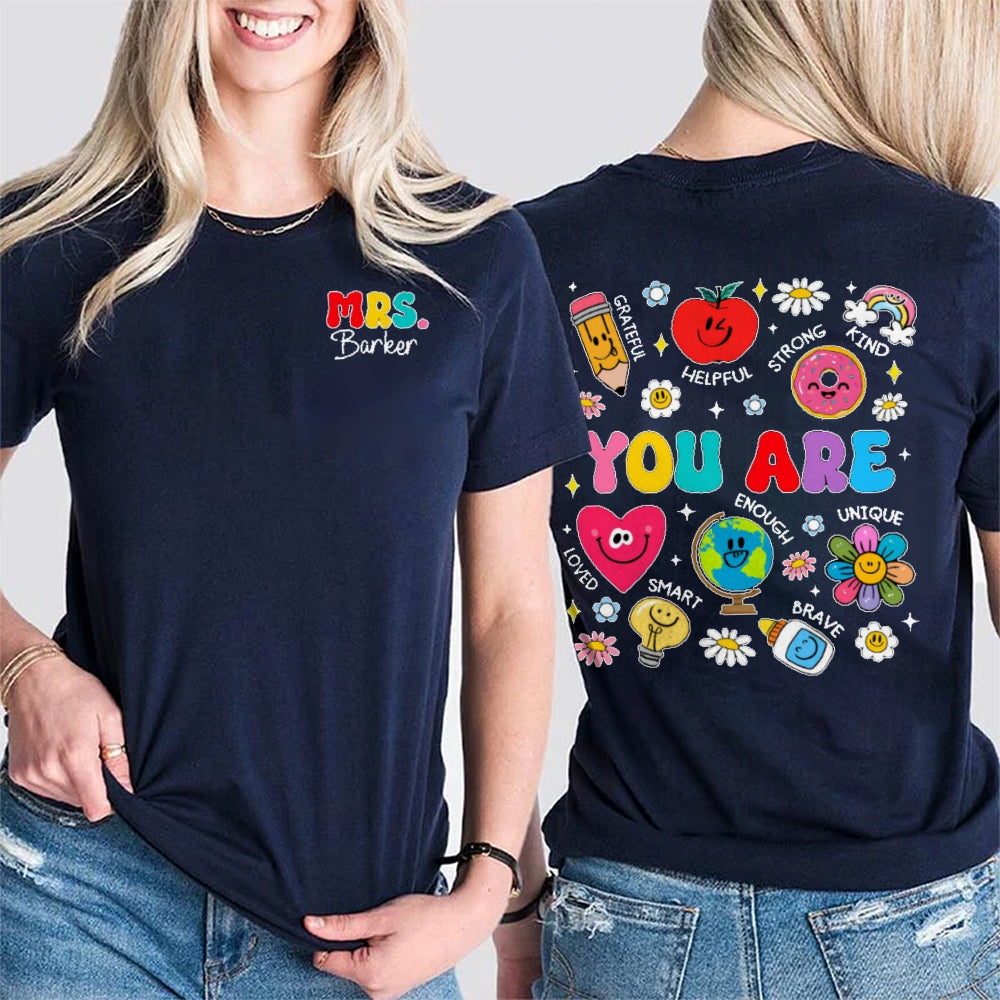 Personalized Name You Are Kind Brave Smart Helpful Grateful Enough Funny Double Printed T-shirt