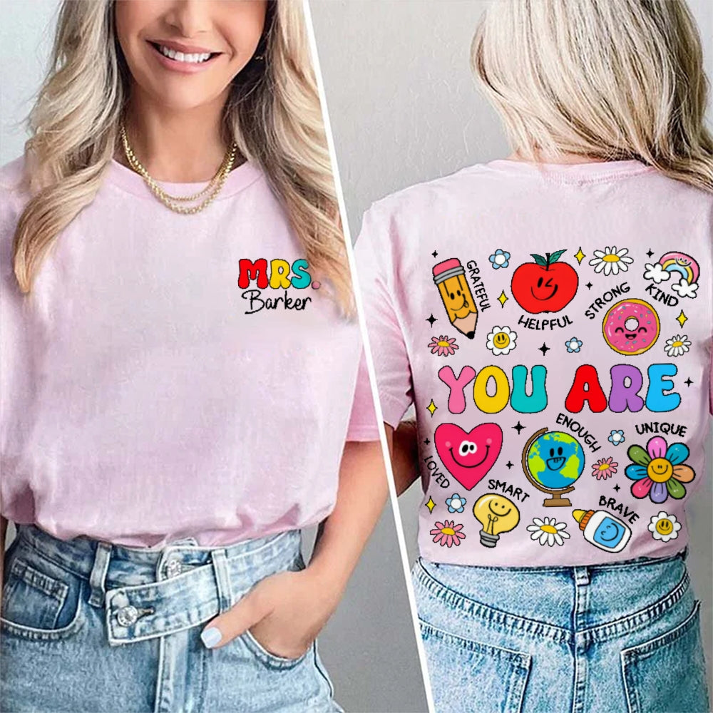 Personalized Name You Are Kind Brave Smart Helpful Grateful Enough Funny Double Printed T-shirt