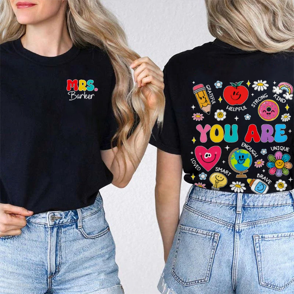 Personalized Name You Are Kind Brave Smart Helpful Grateful Enough Funny Double Printed T-shirt