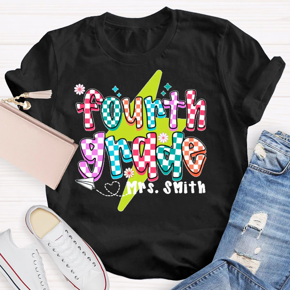 Personalized Name And Grade Fourth Grade  Boy Girl Back To Schoo T-shirt