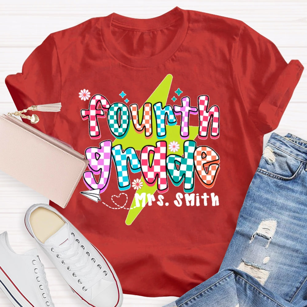 Personalized Name And Grade Fourth Grade  Boy Girl Back To Schoo T-shirt