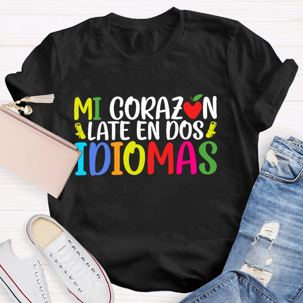 Mi CorazóN Late En Dos Idiomas T-shirt