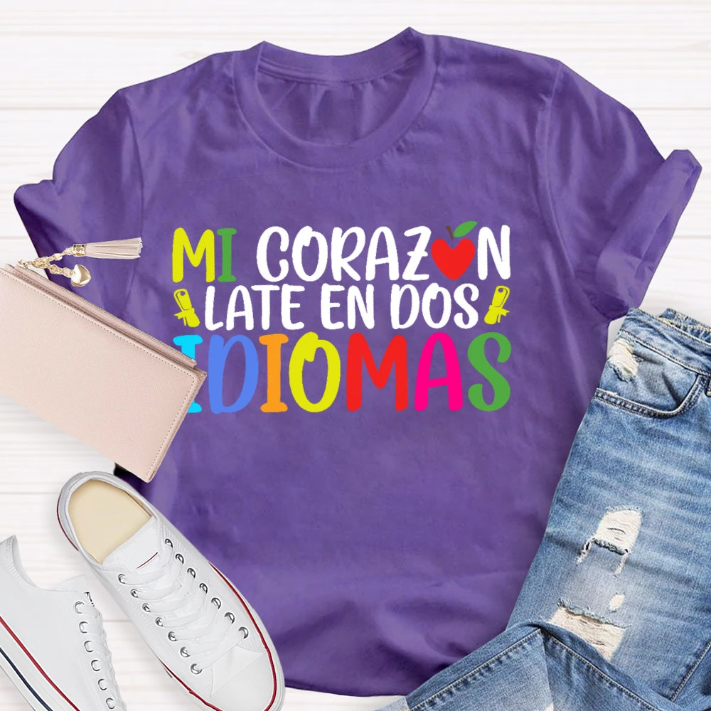 Mi CorazóN Late En Dos Idiomas T-shirt