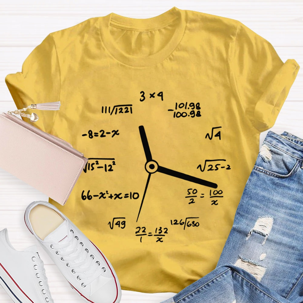 A Clock Made Of Mathematics Funny Math Teacher T-shirt