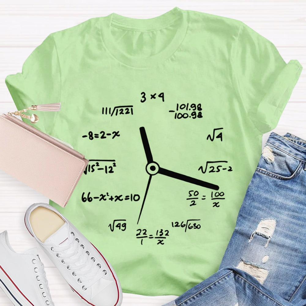 A Clock Made Of Mathematics Funny Math Teacher T-shirt