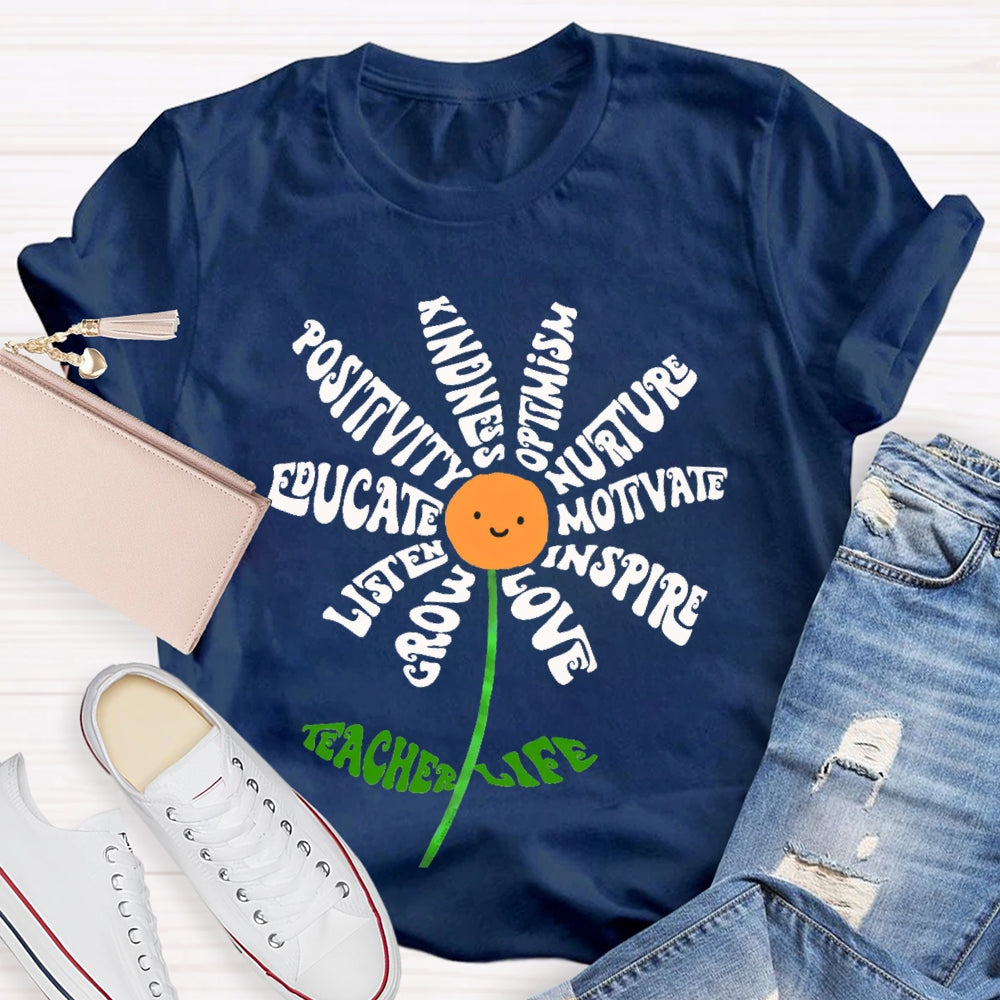 Crow Listen Educate Positivity Kindness Optimism Nurture Motivate Inspire Love Teacher Life T-shirt