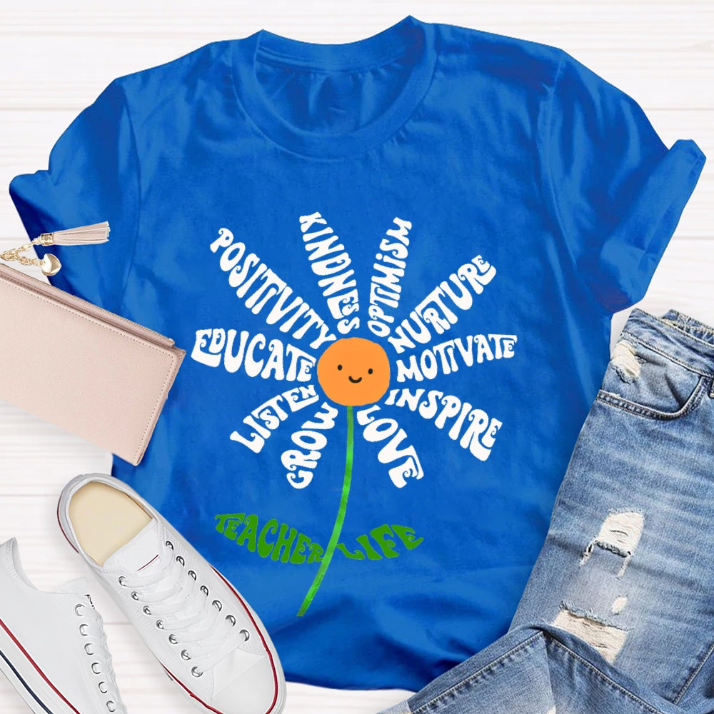 Crow Listen Educate Positivity Kindness Optimism Nurture Motivate Inspire Love Teacher Life T-shirt