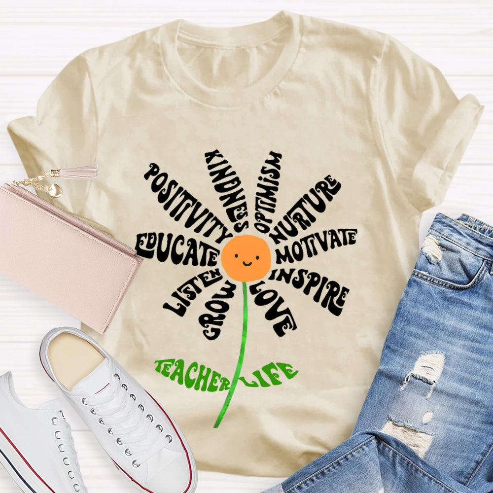 Crow Listen Educate Positivity Kindness Optimism Nurture Motivate Inspire Love Teacher Life T-shirt