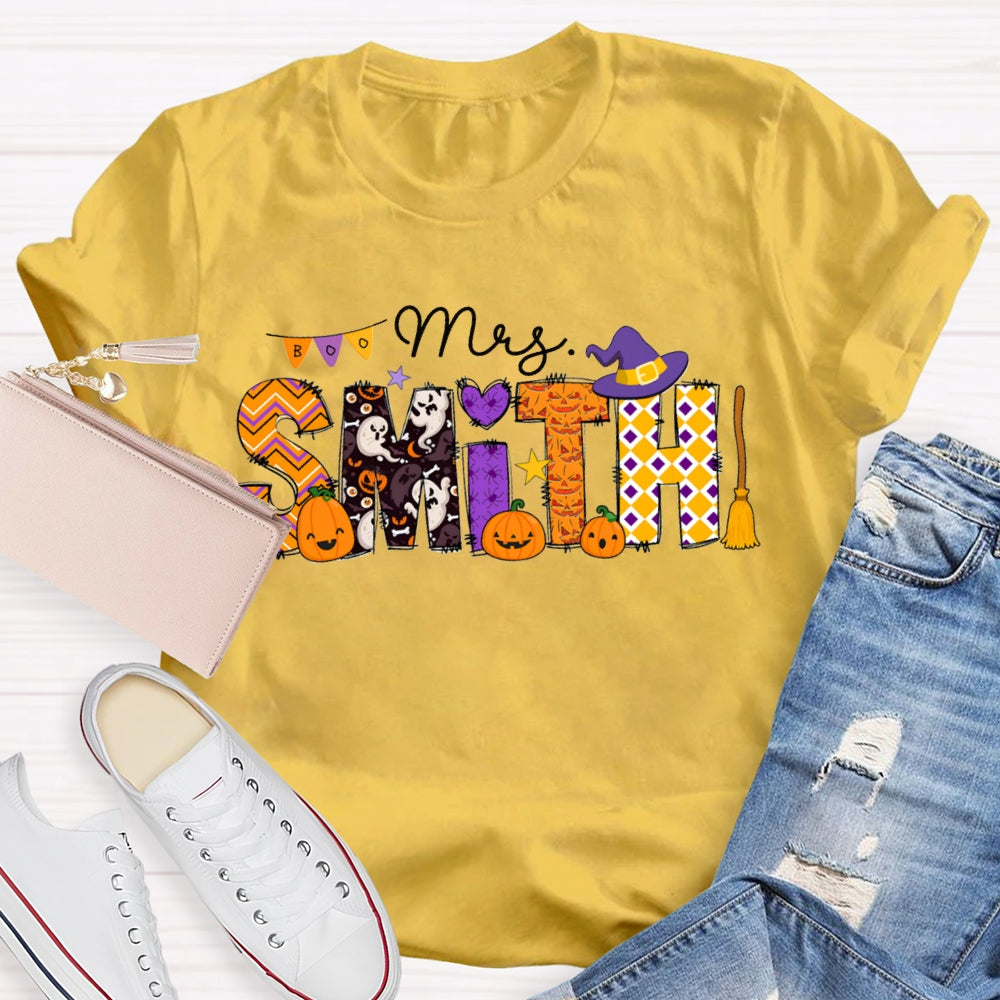 Personalized Name Halloween Font And Pumpkins T-shirt