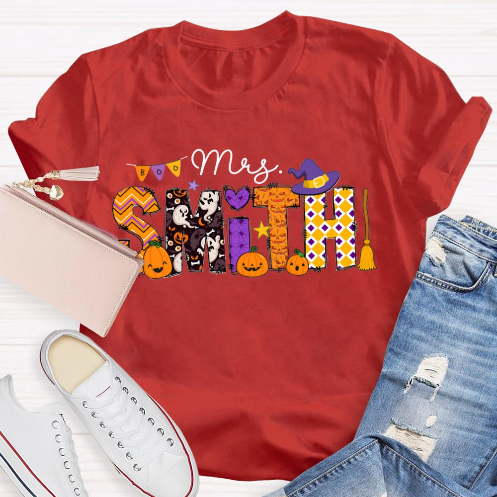 Personalized Name Halloween Font And Pumpkins T-shirt