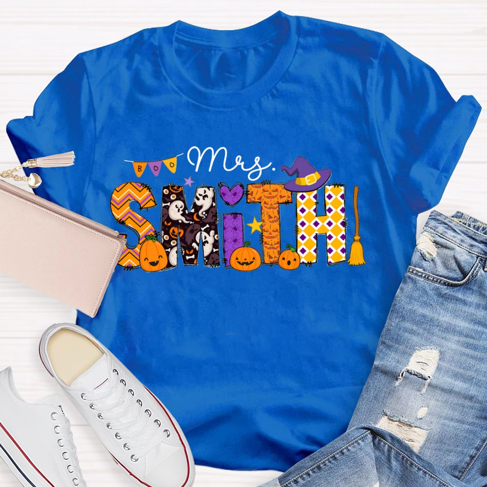 Personalized Name Halloween Font And Pumpkins T-shirt
