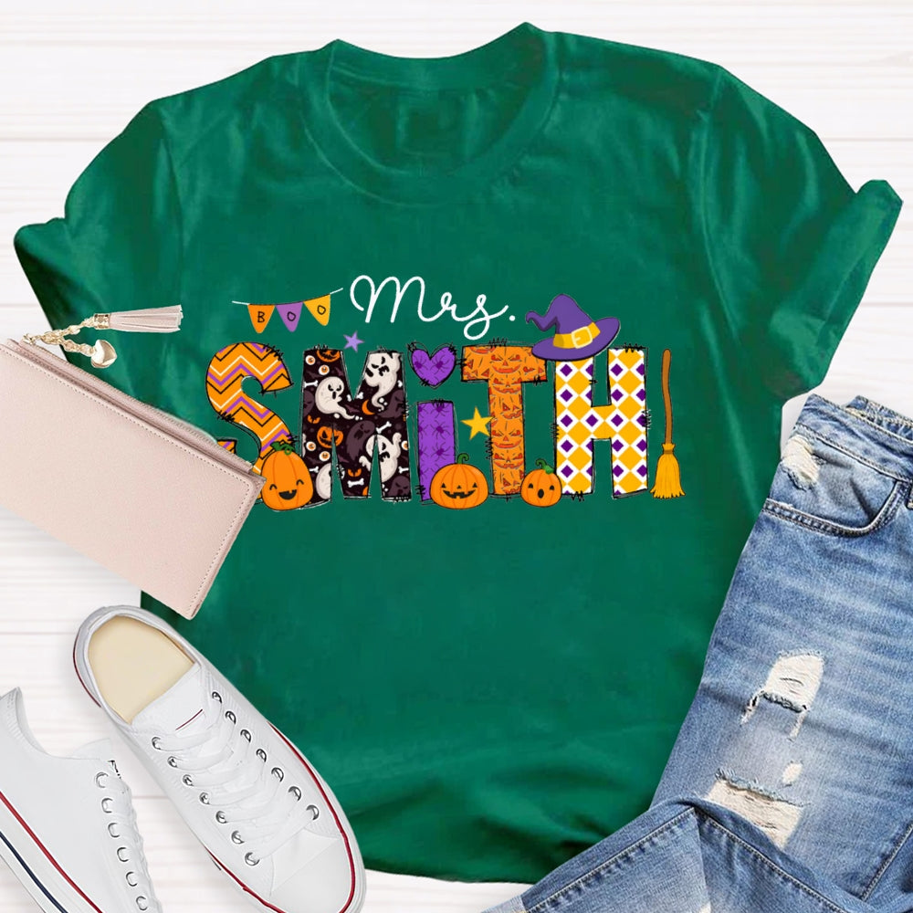 Personalized Name Halloween Font And Pumpkins T-shirt