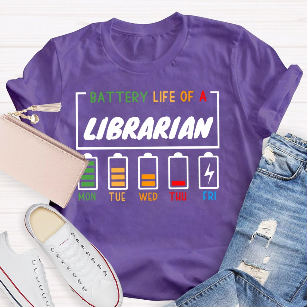 Battery Life Of A Librarian  T-shirt