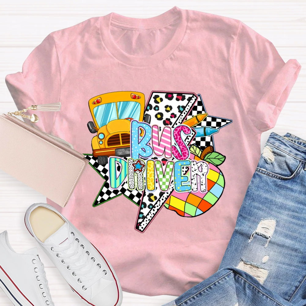 Bus Driver Colored Leopard Print T-shirt