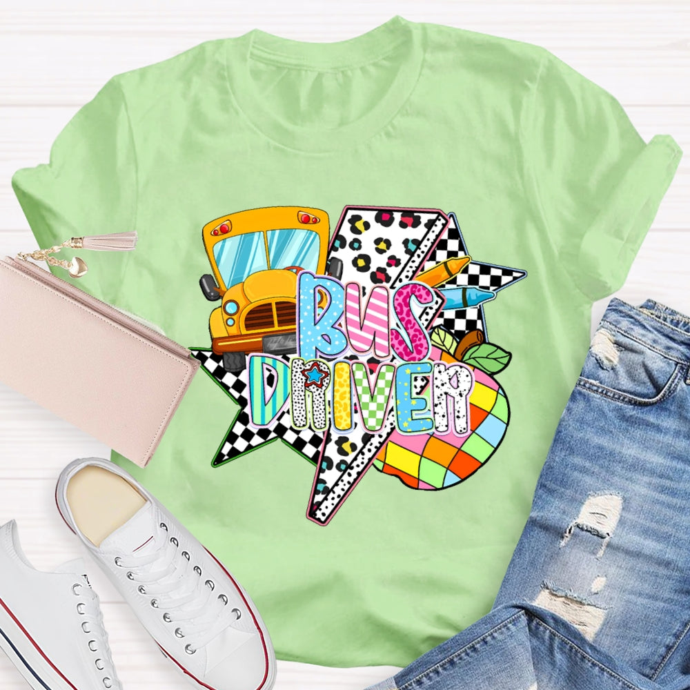 Bus Driver Colored Leopard Print T-shirt