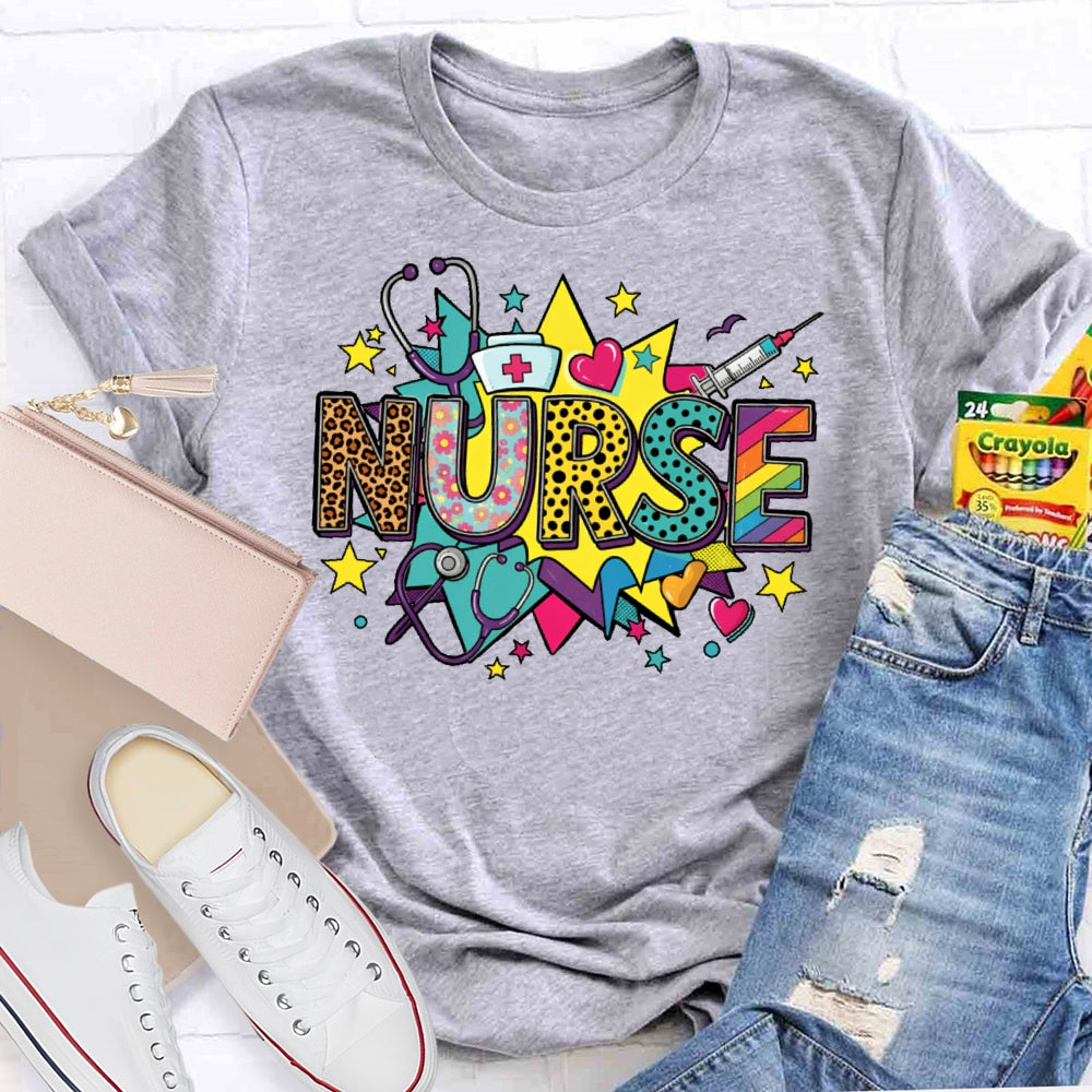 Nurse Colored Stars Funny T-shirt