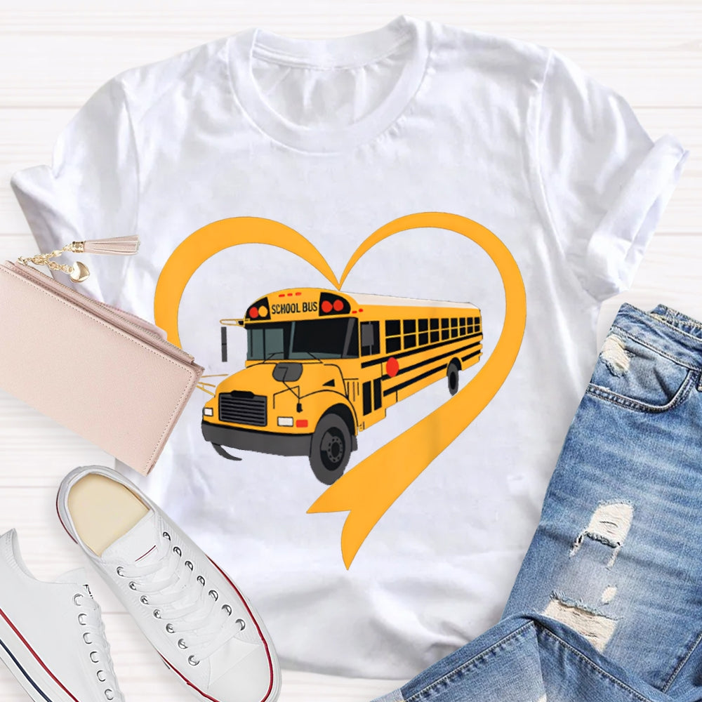 School Bus Driver Heart-Shaped School Bus T-shirt