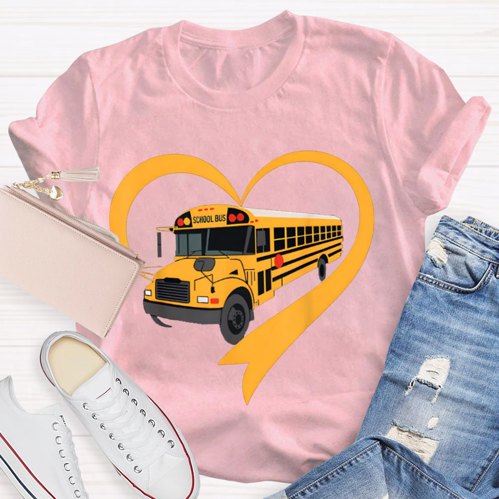 School Bus Driver Heart-Shaped School Bus T-shirt