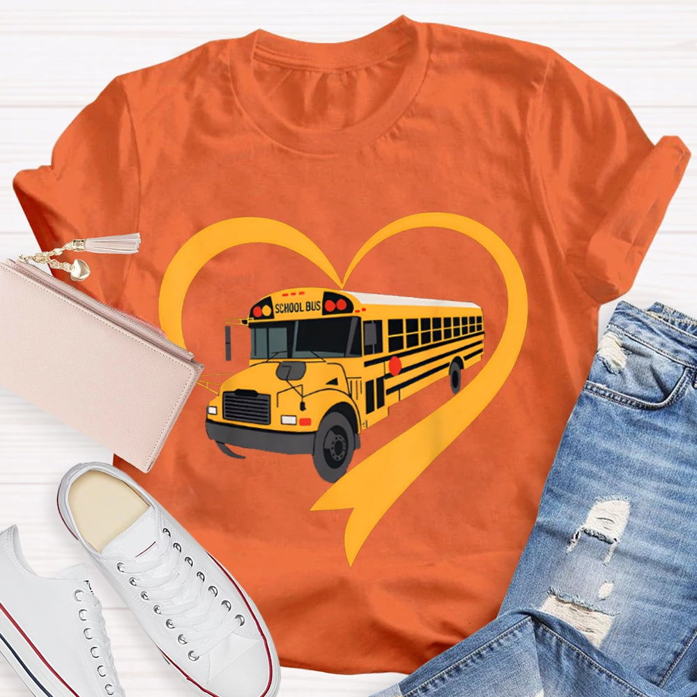 School Bus Driver Heart-Shaped School Bus T-shirt