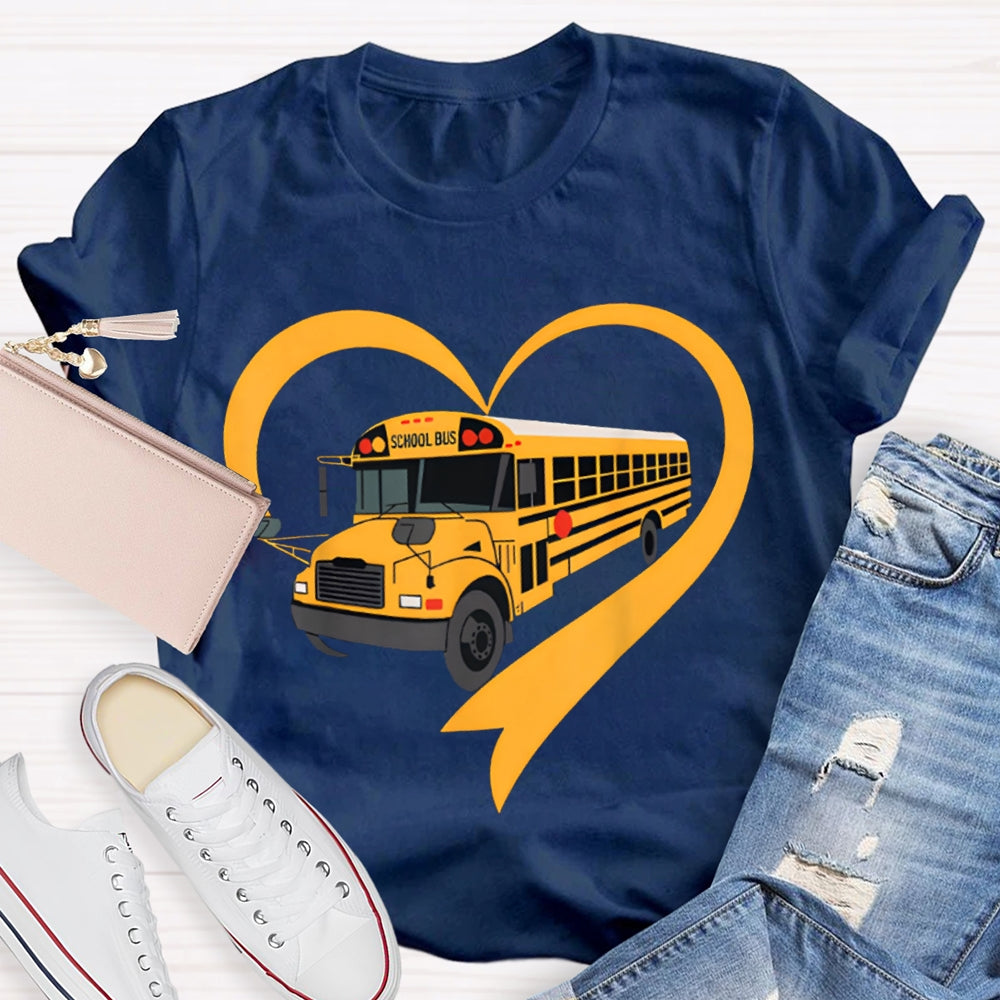 School Bus Driver Heart-Shaped School Bus T-shirt
