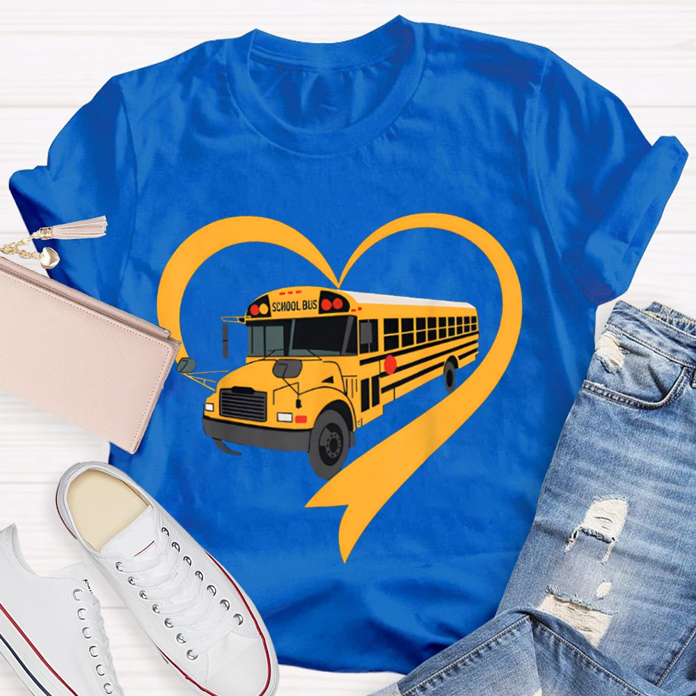 School Bus Driver Heart-Shaped School Bus T-shirt
