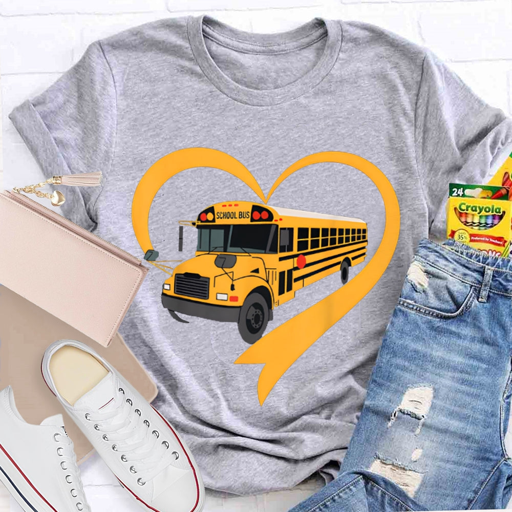 School Bus Driver Heart-Shaped School Bus T-shirt