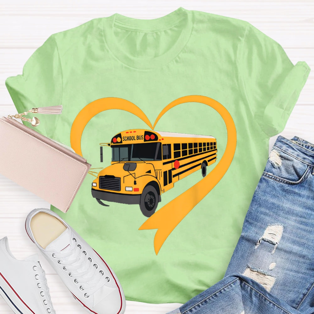 School Bus Driver Heart-Shaped School Bus T-shirt