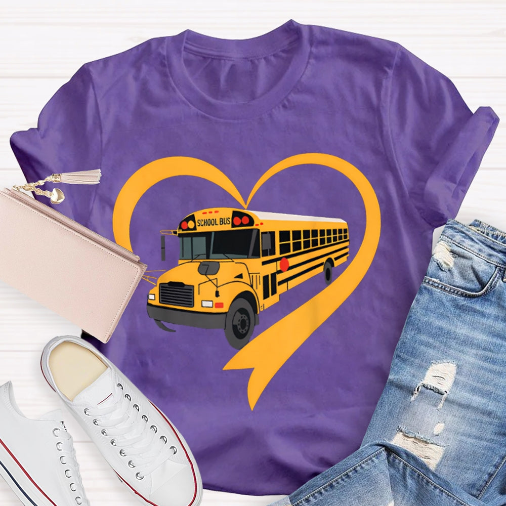 School Bus Driver Heart-Shaped School Bus T-shirt