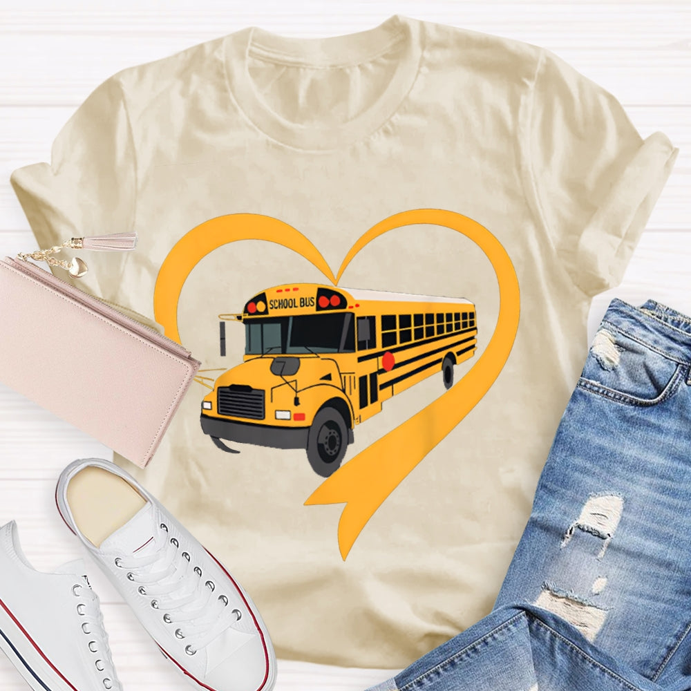 School Bus Driver Heart-Shaped School Bus T-shirt