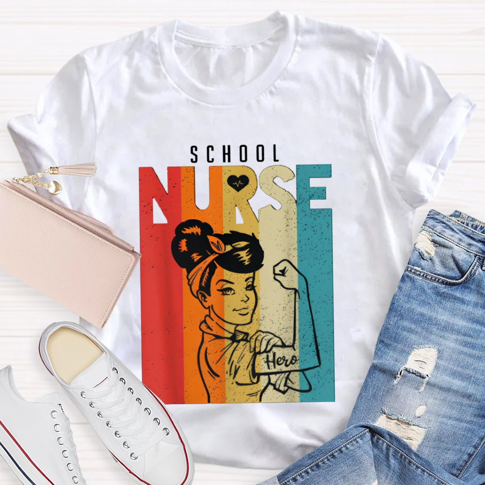 School Nurse Colorful Printed Nurse T-shirt