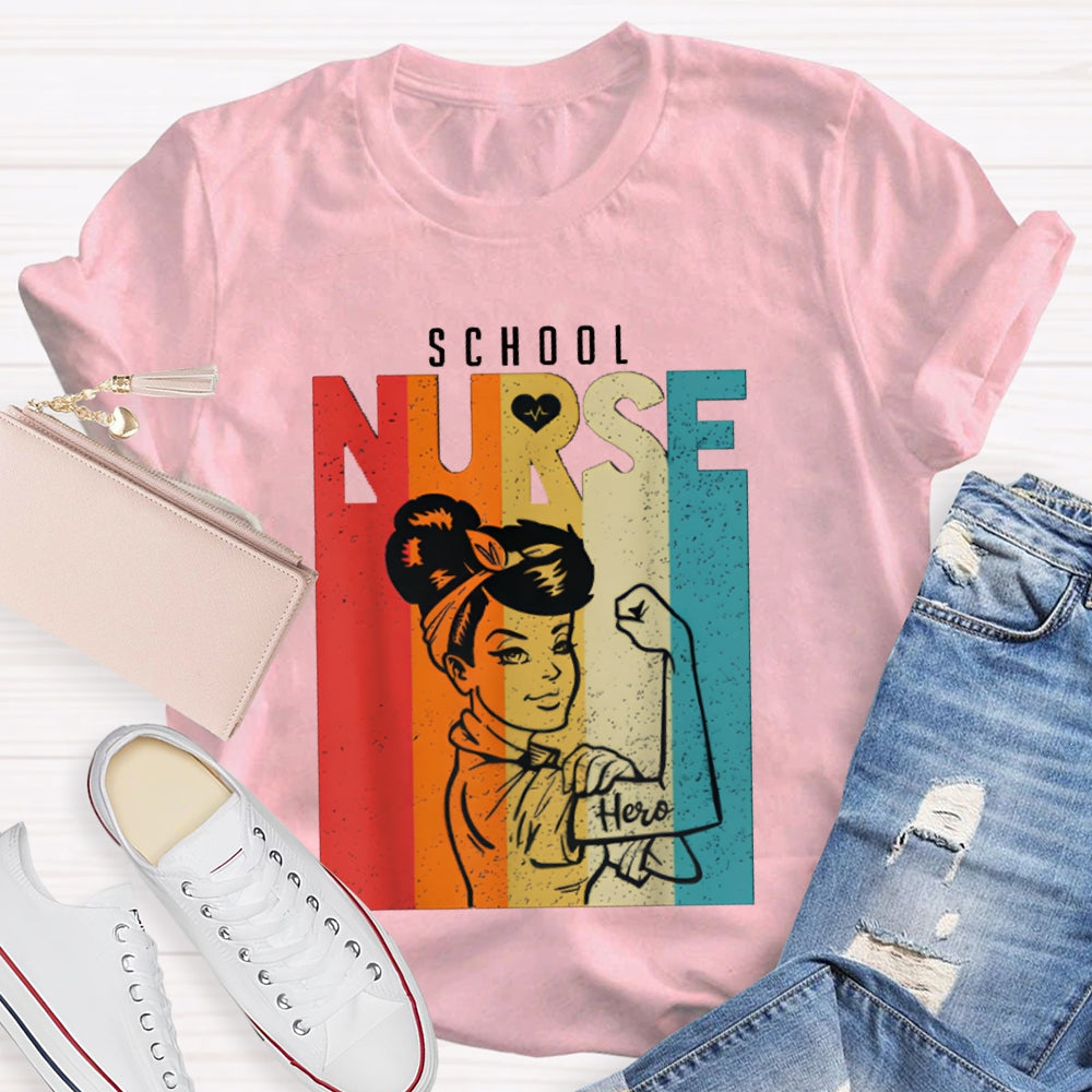 School Nurse Colorful Printed Nurse T-shirt