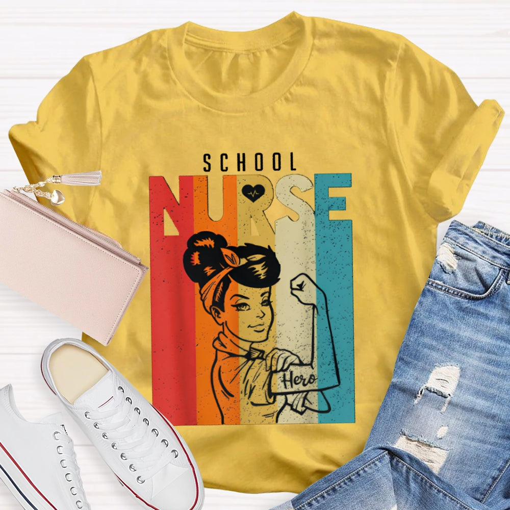 School Nurse Colorful Printed Nurse T-shirt