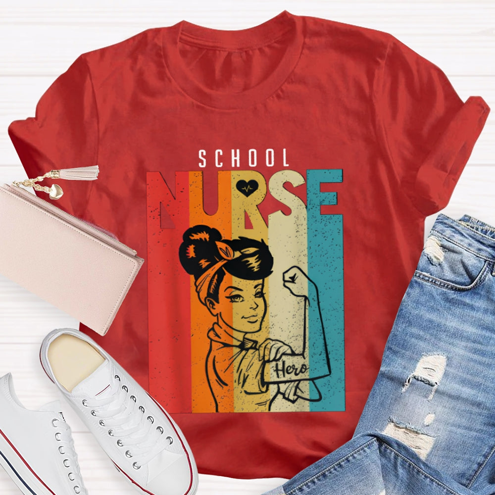 School Nurse Colorful Printed Nurse T-shirt