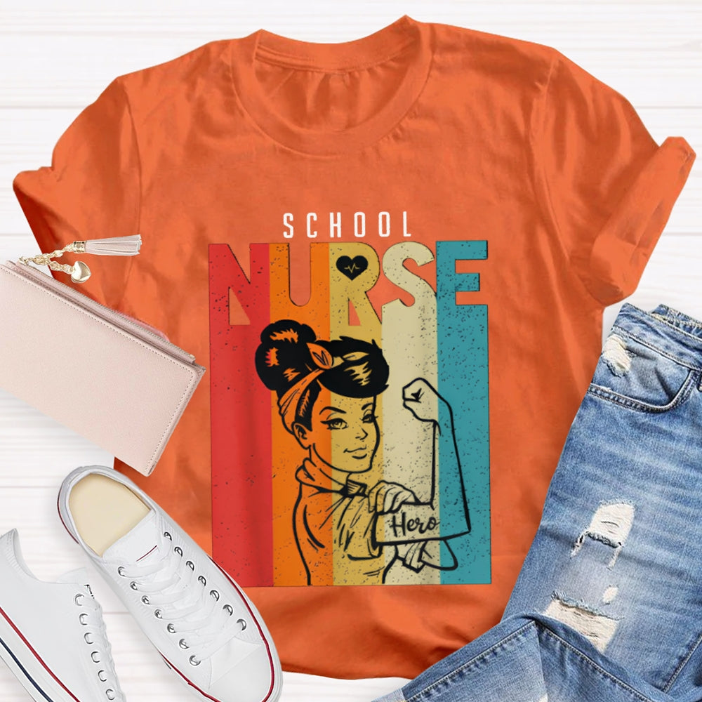 School Nurse Colorful Printed Nurse T-shirt