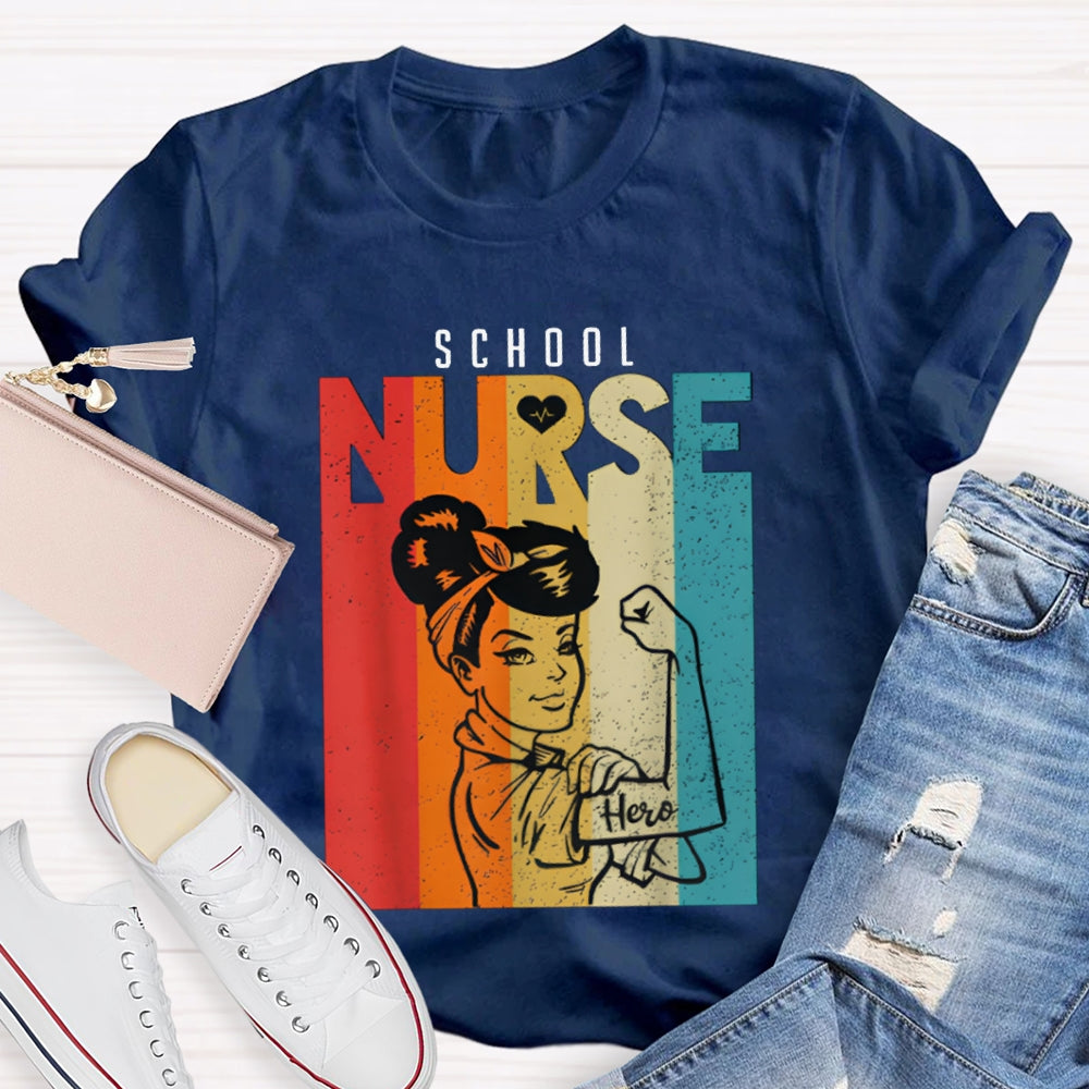 School Nurse Colorful Printed Nurse T-shirt