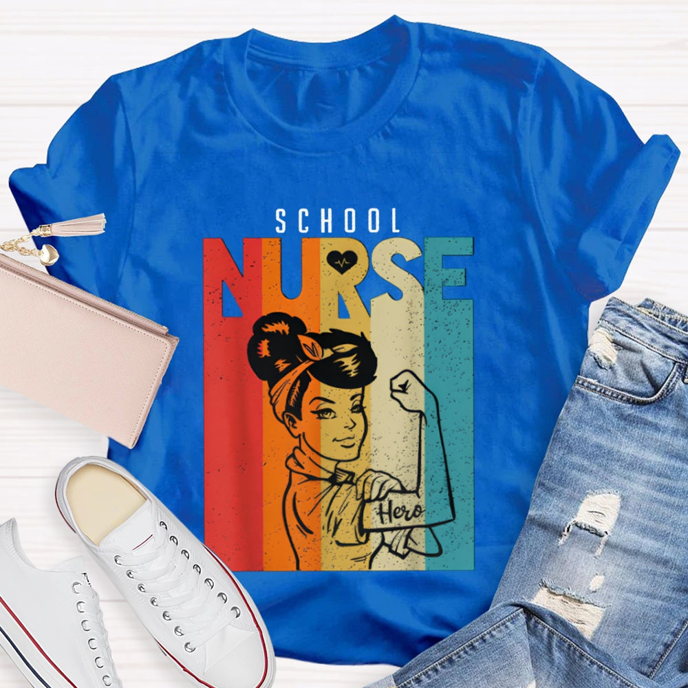 School Nurse Colorful Printed Nurse T-shirt