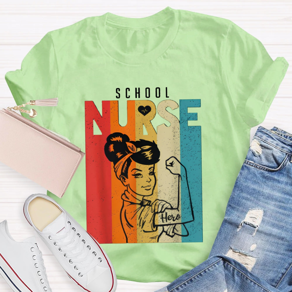 School Nurse Colorful Printed Nurse T-shirt