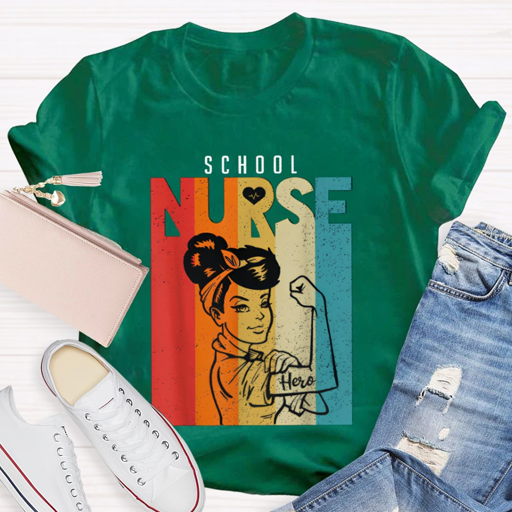 School Nurse Colorful Printed Nurse T-shirt