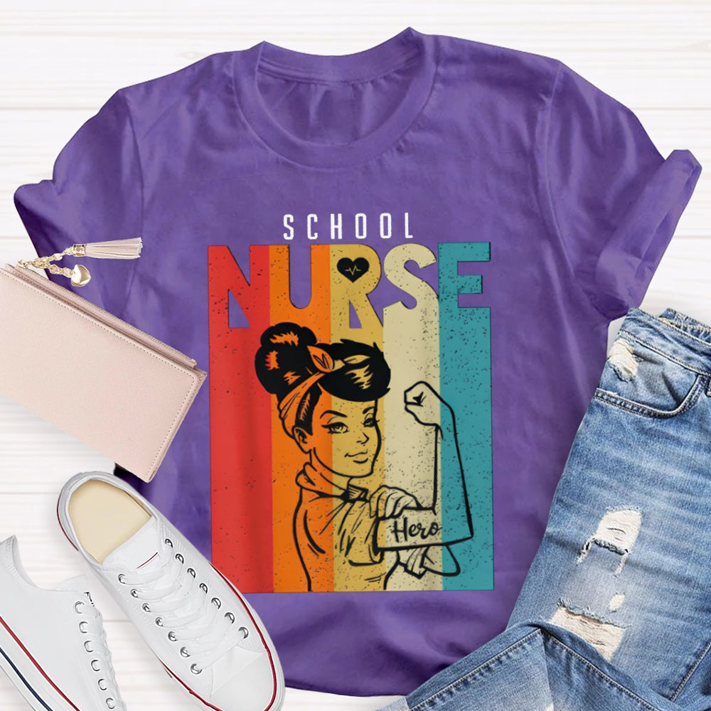 School Nurse Colorful Printed Nurse T-shirt