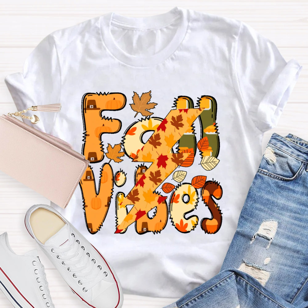 Fall Vibes Letters  Autumn T-shirt