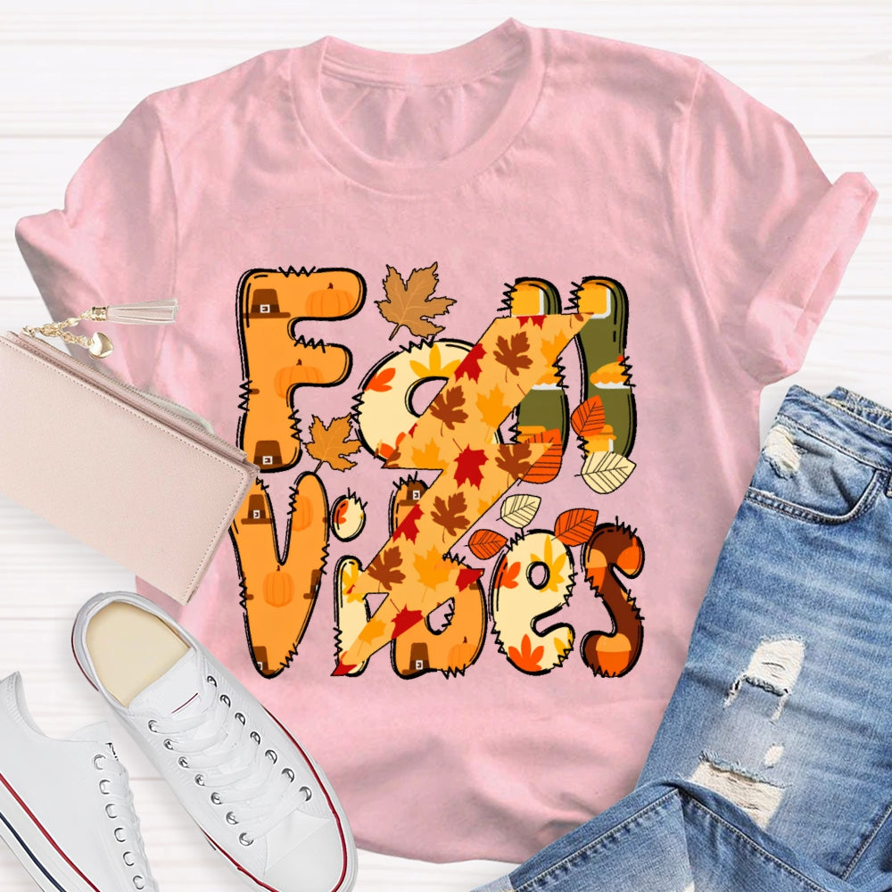 Fall Vibes Letters  Autumn T-shirt